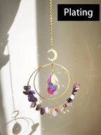 Purple Crystal Moon Sun Catcher Decor Pendant Wall Hanging Window Crystal Suncatcher Home Decoration Mother Day Girl Gift Crafts