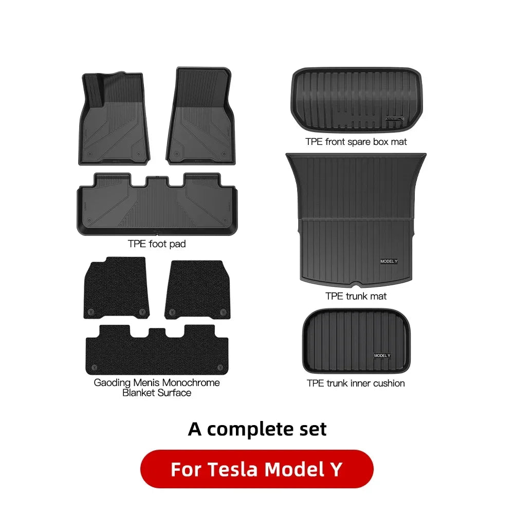 YZ For Tesla Floor Mats Model 3 Y 2021-2024 Car Four Seasons Waterproof Non-slip Floor Mat NEW  TPE Special Car Accessories