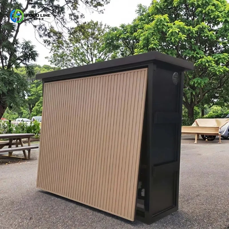 Customized modern steel mobile outdoor kitchen with sink and grill eco-friendly durable for apartment shop use