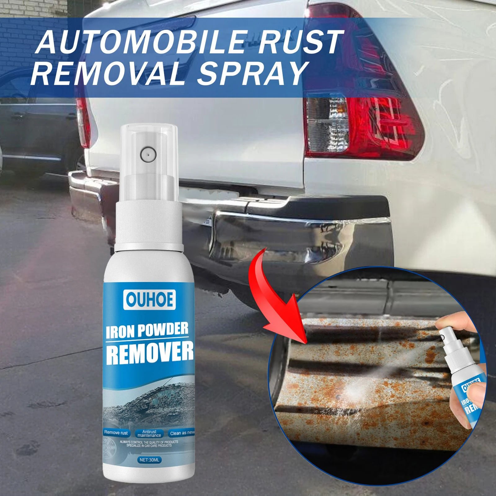 Automobile Iron Powder Rust Remover Spray  Anti-Rust Remover For Cleaning Cars Rust Removal Spray For Metal Surface