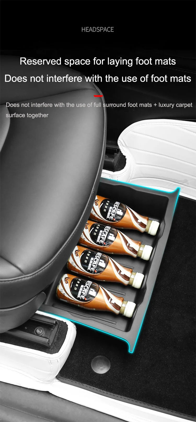 New Under Seat Storage Box Drawer Type Organizer Storage Lower TPE Box Case for Tesla Model Y 2020-2023 Interior Accessories