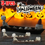 Skull Boat Incense Burner Halloween Decoration Skeleton Incense Holder Tabletop Ornament for Desk Table Cabinet Office Gift