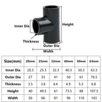 1PC 20~63mm Dark Grey UPVC Pipe Connector Straight Elbow Tee Garden Irrigation DIY Accessories Aquarium Water Tank Supply Joints