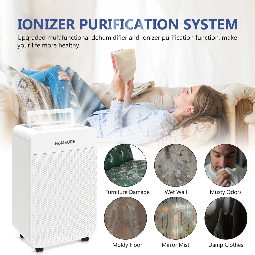 HUMSURE Electric Dehumidifier 25L/24H, Dehumidifier Basement Rooms wit