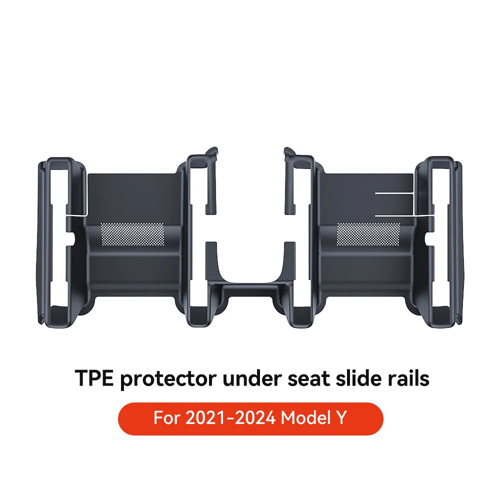 YZ For Tesla Model Y 2021-2025 TPE Under Seat Corner Guard Seat Slide Rails Protector Cover Anti-Kick Decor Flocking Accessories