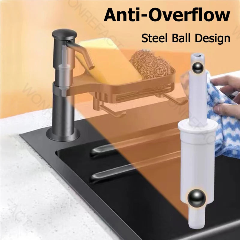Kitchen Sink Soap Dispenser Sink Soap Dispenser With Tray Hook Dishwashing Liquid Soap Dispenser Countertop Soap Dispenser