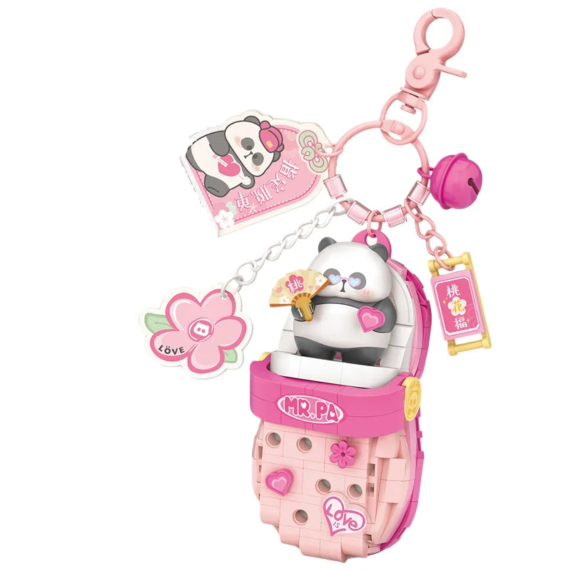 LOZ Panda Big Head Shoes Keychain Model Assembly Toy Home Creative Ornament Building Blocks Set Boys and Girls Birthday Gift