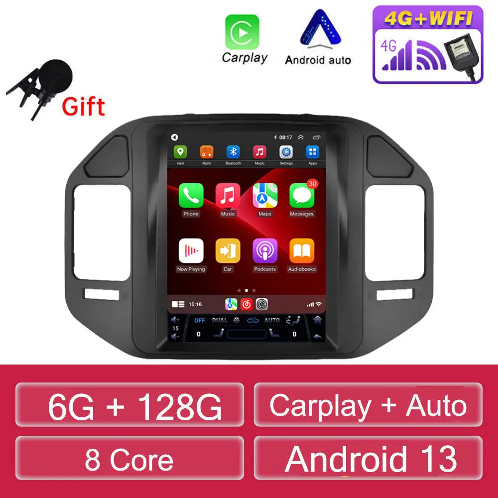 For Mitsubishi Pajero V60 V68 V73 1999-2006 Tesla style Screen Android 13 Carplay Car Radio Multimedia Player Navigation Auto