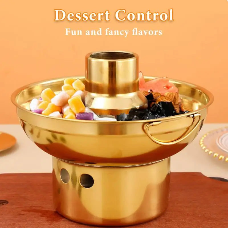 Stainless Steel Hot Pot Dry Ice Milk Tea Hot Pot Round Fruit Dessert Display Container Kitchen Hot Pot For Cake Ice Cream