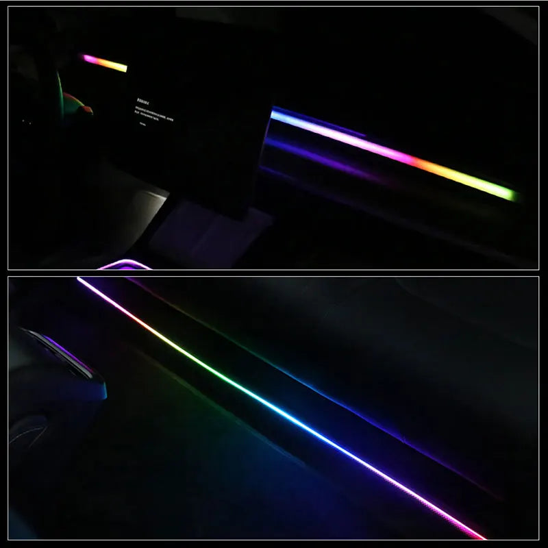 KEVANLY 140/55.1inch Car Ambient Lights 1in1 Universal LED Symphony RGB Atmosphere Lamp USB APP Remote for Tesla Model 3 Y S X
