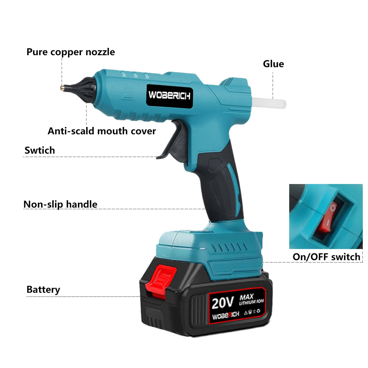 Electric Hot Melt Glue Gun Cordless Electric Glue Grab 11mm Glue Stick Hot Melt Welding Air Gun for Makita 18V Battery