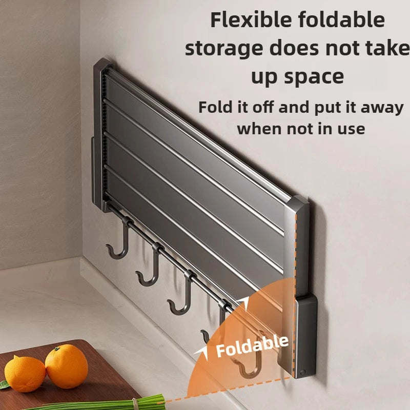 Hanging Kitchen Rack Organizer Storage Dishes Bowl Foldable Kitchen Rack Wall Mounted Vegetables Organization Shelf Spices