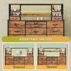 Bedroom 15 & Adjustable Shelves, Tall Dresser with Charging Station, Chest of Drawers for Closet