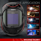 ANDELI Auto Darkening Welding Helmet Large Viewing True Color Solar Powered Welding Mask for TIG MIG ARC Grinding Welder