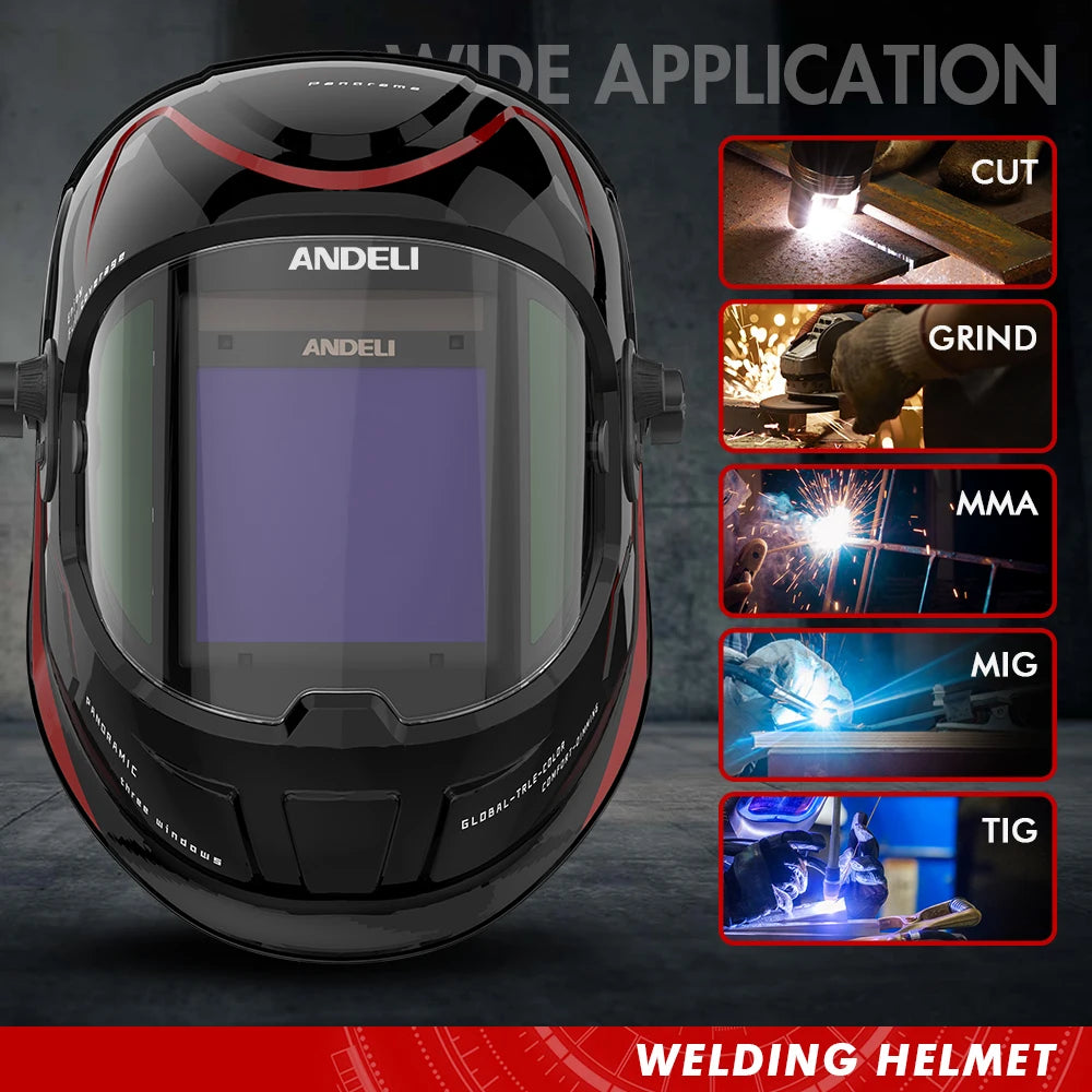 ANDELI Auto Darkening Welding Helmet Large Viewing True Color Solar Powered Welding Mask for TIG MIG ARC Grinding Welder