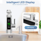 3300 W Silver Electric Instantaneous Water Heater, Electric Tap with LED,Kitchen Tap Suitable for Home, Hotel, Restaurant