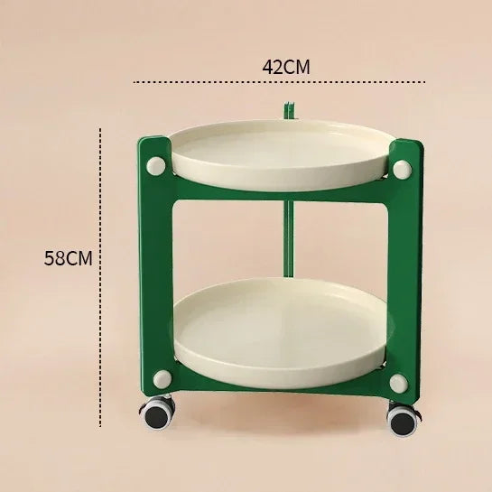 Household Living Room Movable Coffee Table Nordic Minimalist Wheeled Cart Bedside Circular Storage Rack