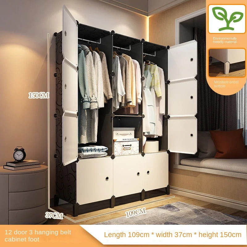 Home Bedroom Furniture Simple Wardrobe Clothes Cabinets Dressers Cube Storage Locker Baby Closet Plastic Collapsible Dustproof