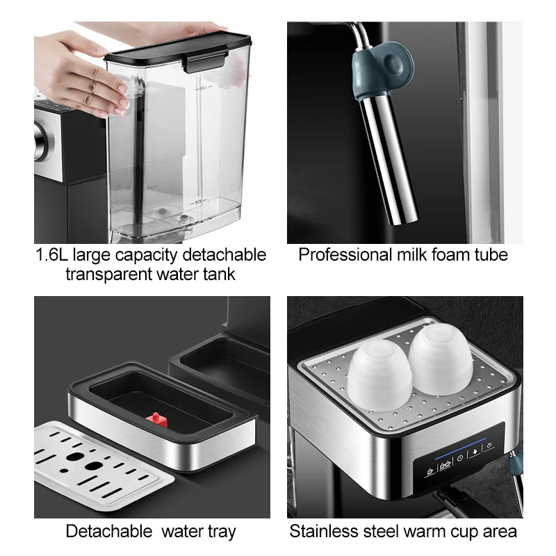 Semi-automatic espresso machine 20Bar high pressure extractor 3-in-1 coffee machine with milk froster cappuccino or latte