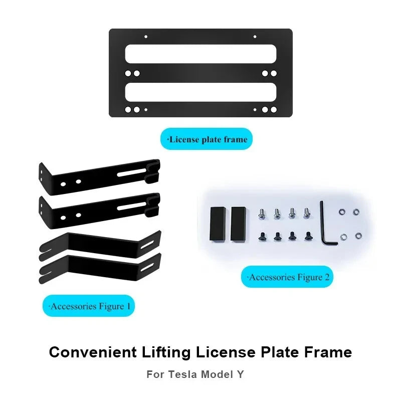 For Tesla Model 3 Y 2023 2024 Update Car Lifting License Plate Frame Portable American Standard Interior Parts Accessories