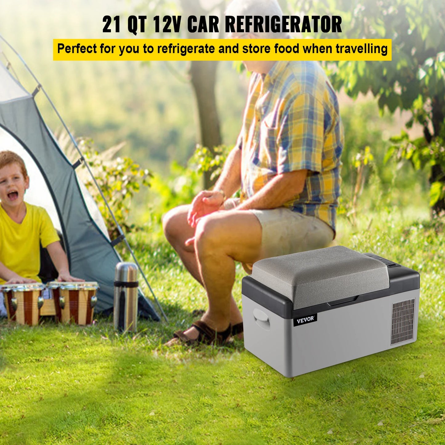 VEVOR 20L Car Refrigerator Mini Fridge Freezer Portable Compressor Cooler 12/24V DC 110-240V Ice Box for Camping