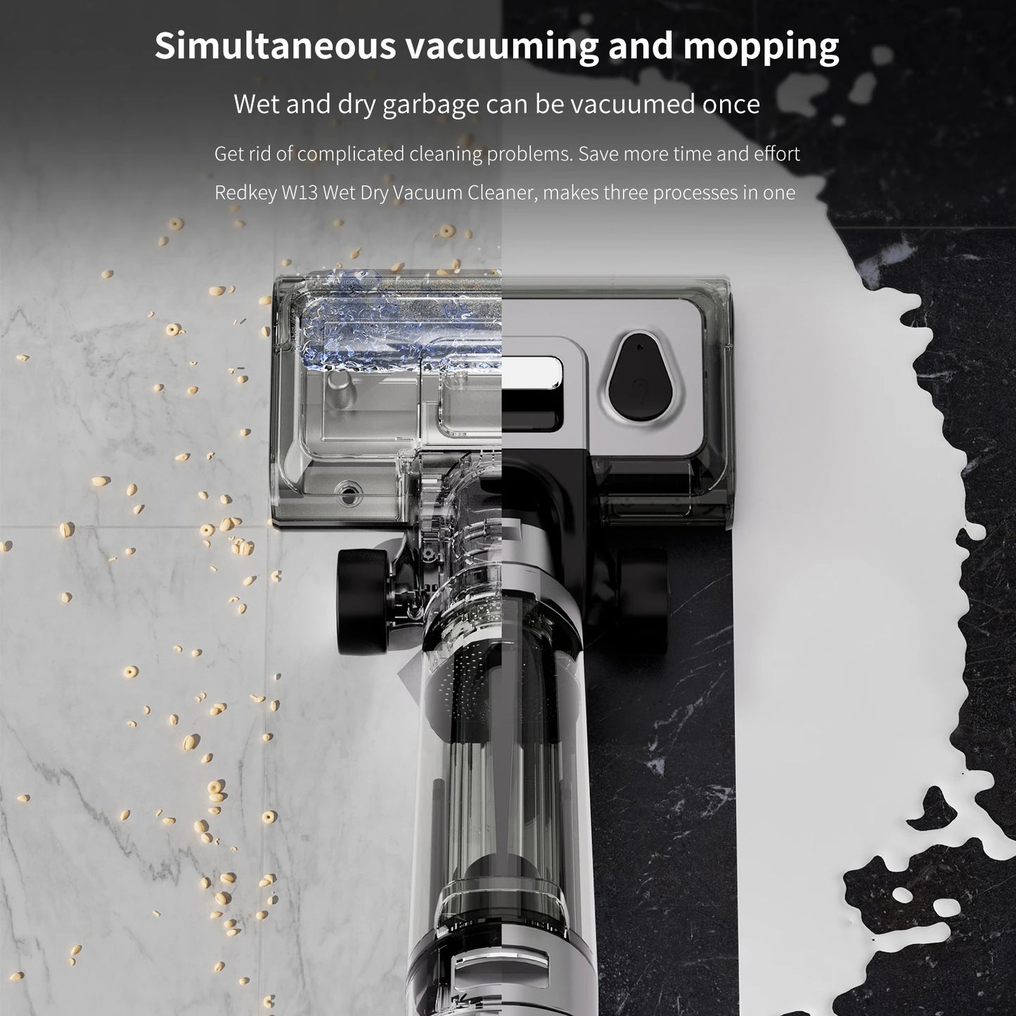 Redkey-W13 Wireless Wet and Dry Vacuum Cleaner, Multi-Surface Smart Cordless Mop, Floor Washer, Household Self-Cleaning