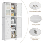 Bathroom wardrobe White, Bathroom wardrobe with 4 Doors and 6 Compartments, High wardrobe Kitchen wardrobe for bathroom, living room, Dining Room, B