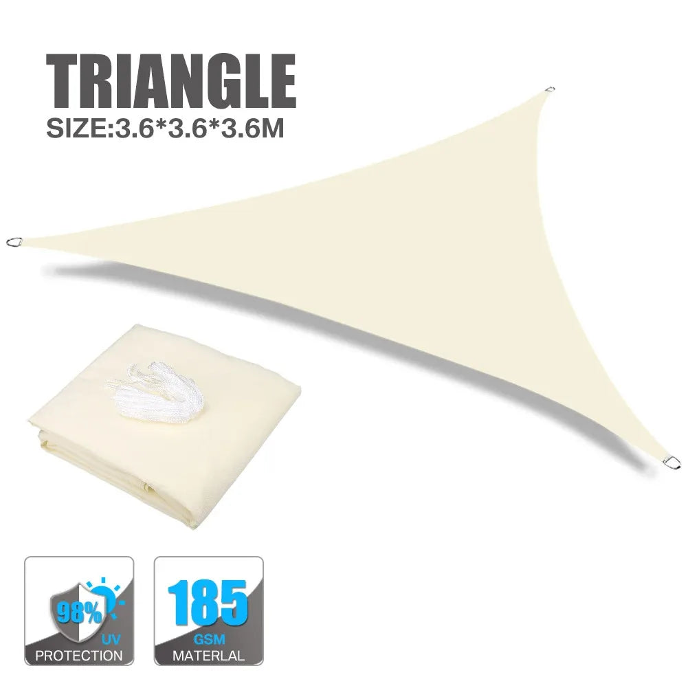Beige Sun Shade Sail Rectangle Square Triangle Canopy Awning Cloth UV Block Heavy Duty Commercial Graden Outdoor Patio Tarp