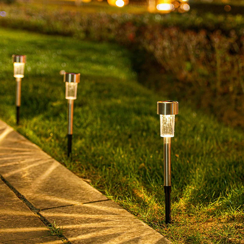 10-24PCS Stainless Steel Solar Garden Light Outdoor Solar Powered Lamp Lanter Waterproof Landscape Lighting Yard Lawn Decoration