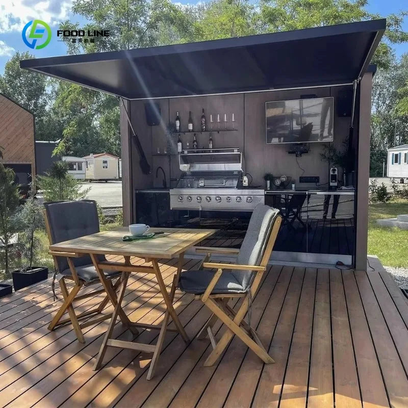 Customized Premium Outdoor Kitchen Cabinet Prefab Capsule House Cooking Station for Garden Patio Backyard Commercial Use