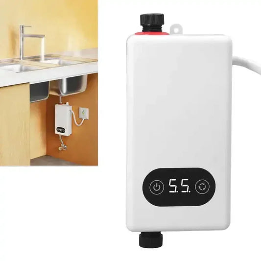 4500W Electric Water Heater Mini Tankless Instantaneous Water Heater Kitchen Bathroom Shower Hot Water Fast Heating