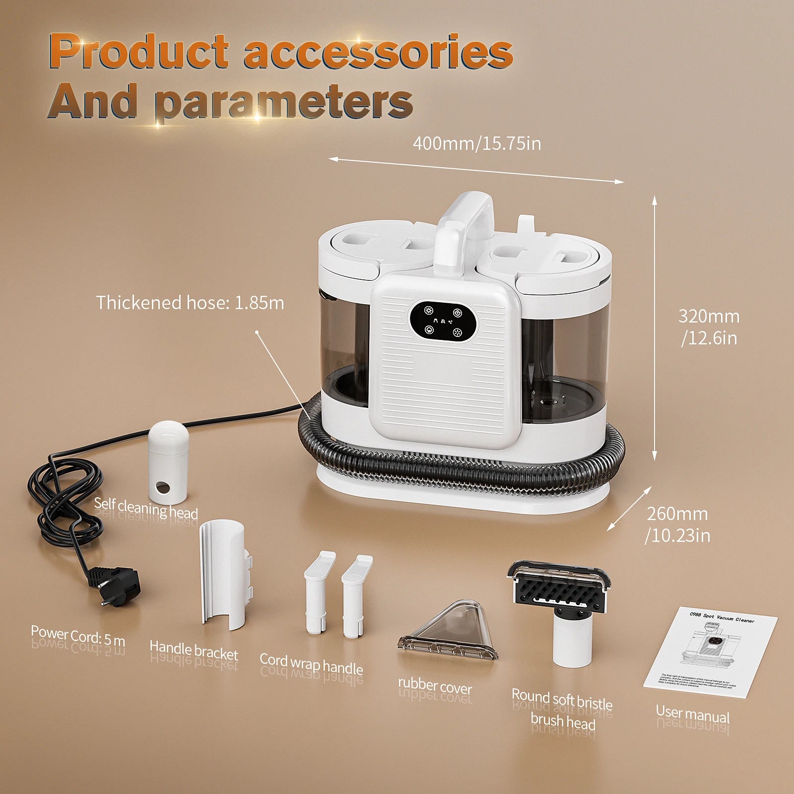 C988 Fabric Cleaner 1650W Nylon Round Bristle Head Touch Screen Low High Temp Steam Clean Sterilize for Carpet Mattress Curtains