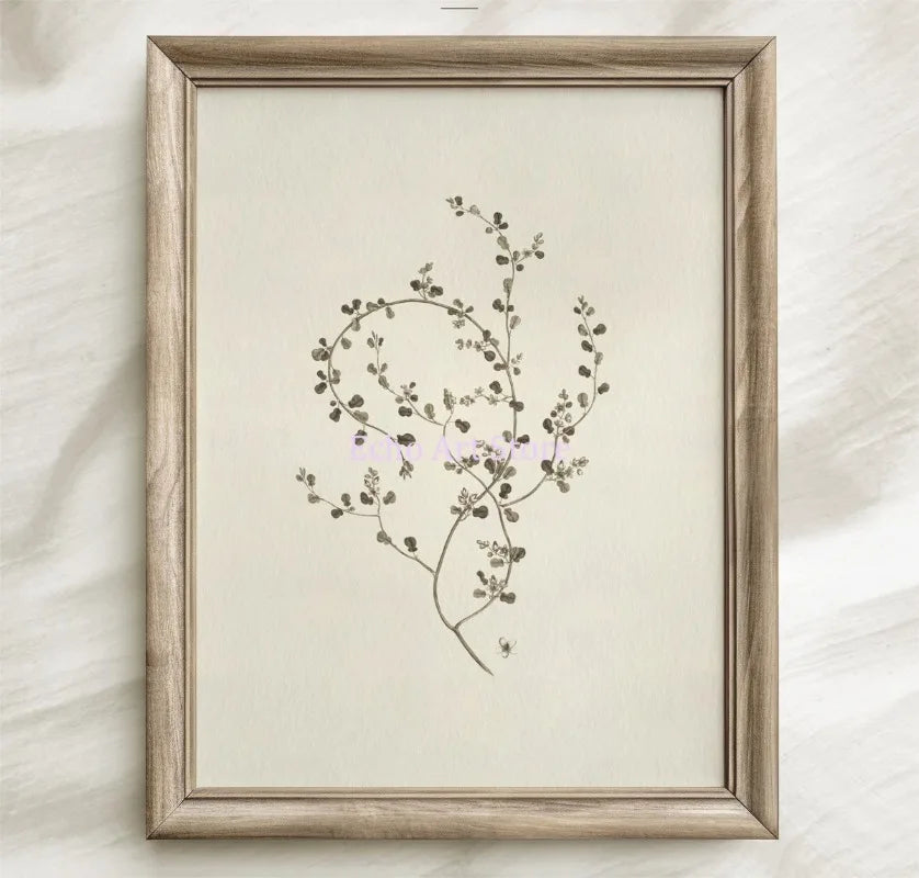 Vintage Neutral Floral Beige Botanical Flower Leaf Poster and Prints Canvas Printing Wall Art Picture for Living Room Home Decor