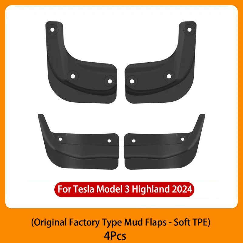 TPE Soft Mud Flaps for Tesla Model3 Highland 2024 Model Y 2024-2021 Mudflaps Splash Guards Mudguards Front Rear Fender Protector