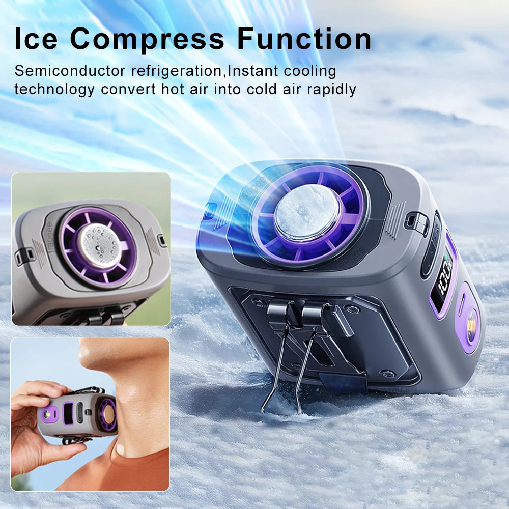 Portable Waist Clip Fan Outdoor Camping Strong Wind Ice Cooling Fan Re