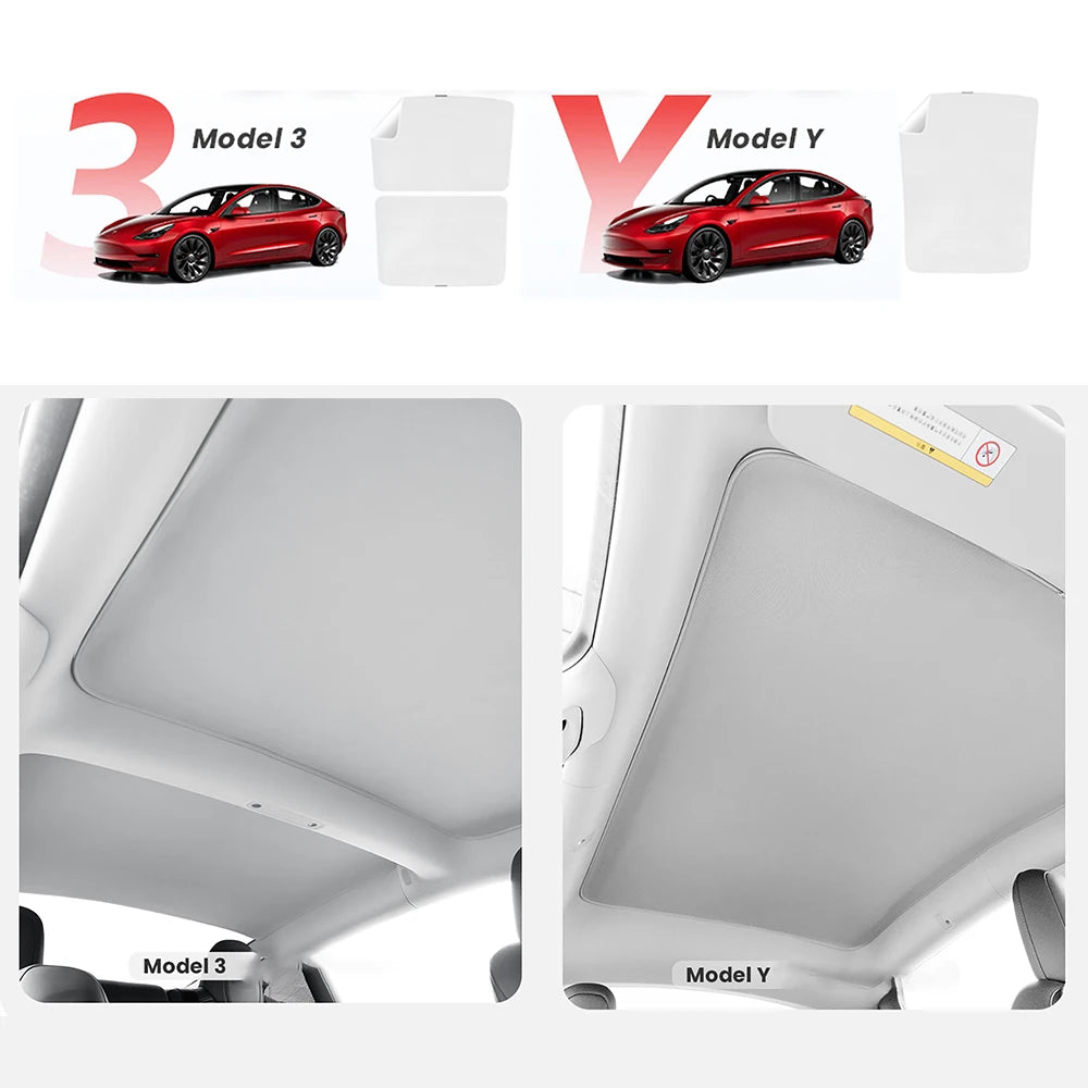 PVC Silica Gel Electrostatic Sorption Sunshade Sunroof Front Rear Glass Cooling Covers for Tesla Model Y Model 3 Highland 2024