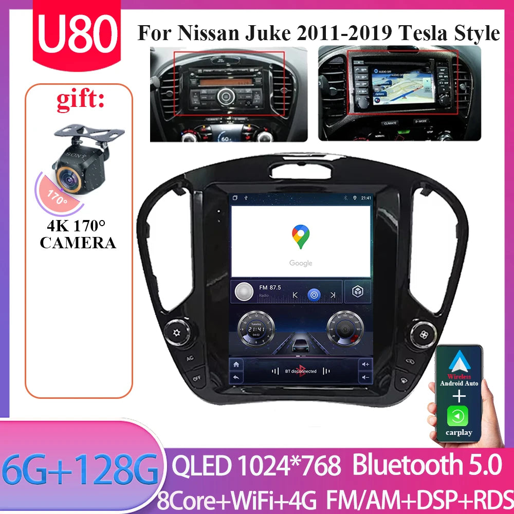 For Nissan Juke 2011-2019 tereo Head Unit  9.7'' Wireless Carplay Android 15 Auto Radio Seat Cover Multimedia Player Navigation