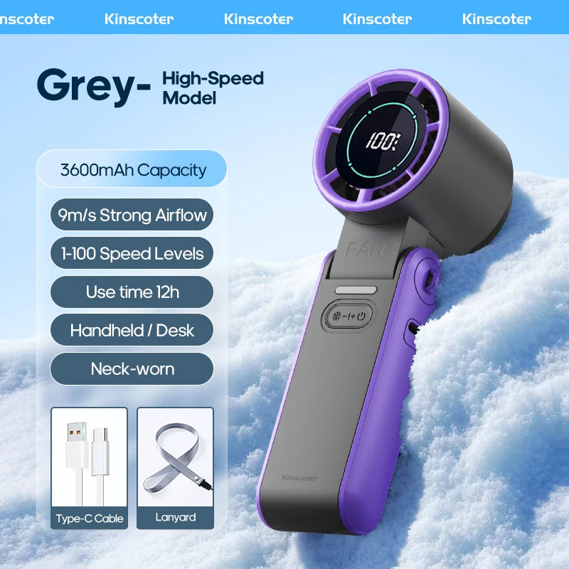KINSCOTER Outdoor Foldable Turbo Fan - 3600mAh Rechargeable