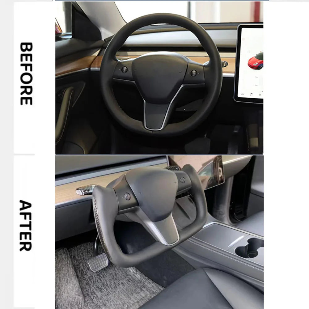  350mm Yoke Handle Steering Wheel With Heating Personalized NAPP Leather Accessories For Tesla Model 3/Y 2018-2022 Y 2022-2024