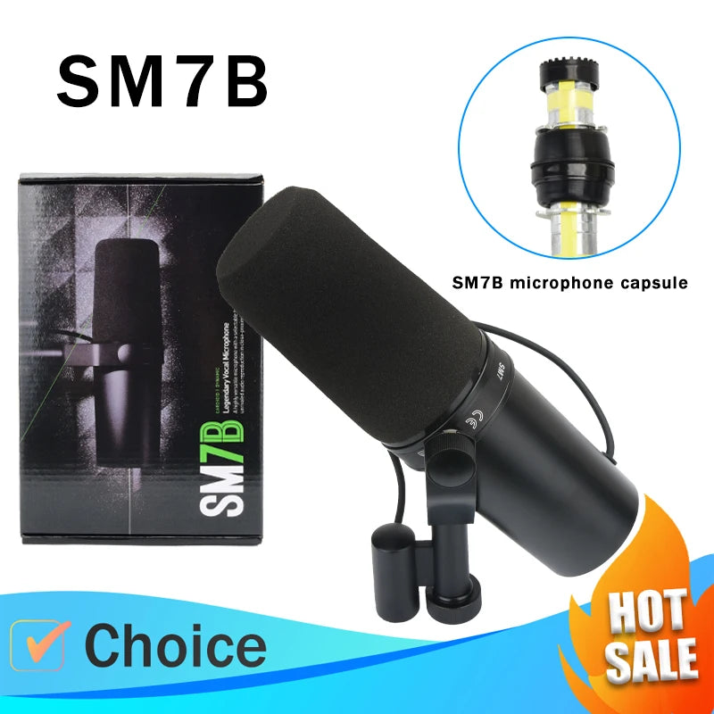 SM7B Vocal Dynamic Studio Microphone, For broadcasting, podcasting, gaming, and streaming media, with a wide frequency range