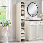 67" Tall Arched Bathroom Storage Cabinet,Modern Farmhouse Storage Cabinet with Adjustable Shelves,Wood Freestanding Cabinet