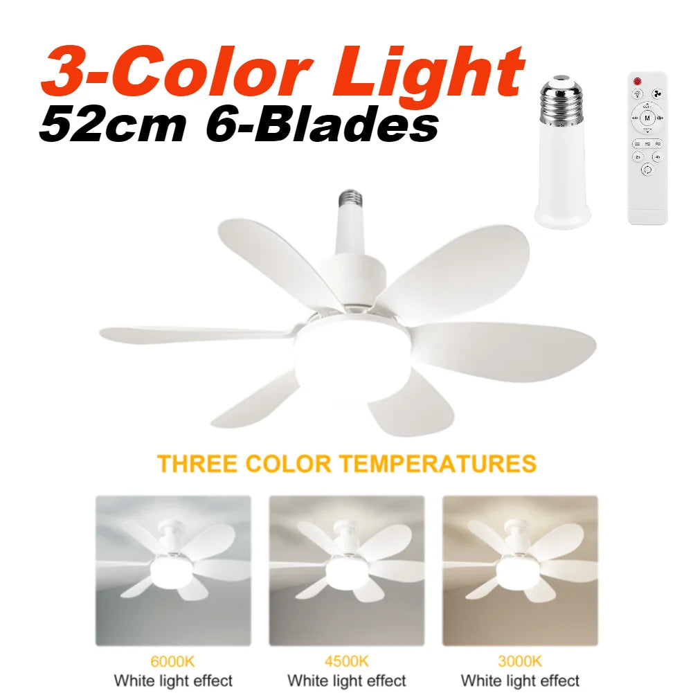 40W Ceiling Fan Lamp RGB Dimmable Ceiling Fanlight Stepless Dimming E2
