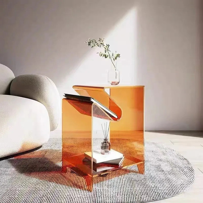 Acrylic Simple Modern Creative Living Room Coffee Table Beside Sofa Nordic Light Luxury Bedroom Bedside Table Art Corner Table
