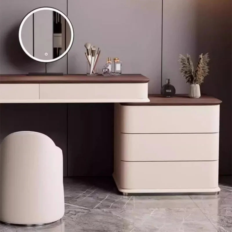 Makeup Mirror Wooden Dresser Set Bedroom Brown Natural Modern Vanity Dressers Nordic Storage Drawer Coiffeuse House Accessories
