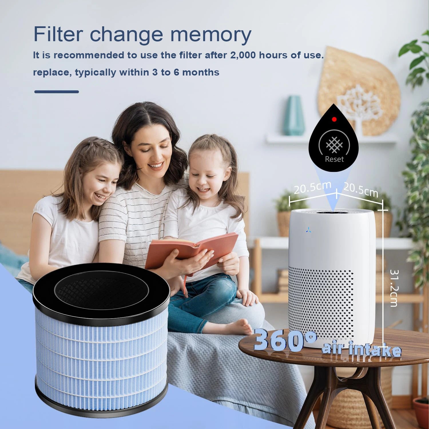 AROEVE Air Purifier 170 m³/h for Bedroom,Living Room Activated Carbon