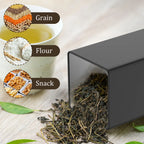 Kitchen Canister Set Coffee Sugar and Tea Storage Container Jars Metal with Bamboo Lid Square Black Snack Jars Kitchen 1000 ML