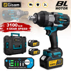 Gisam 3100N.M Torque Brushless Electric Impact Wrench 3/4 inch Cordless Electric Wrench Power Tools for Makita 18V Battery Pin