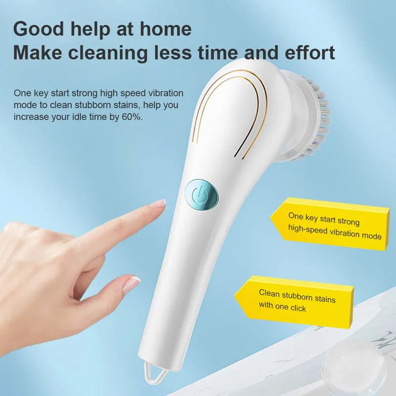 Multi-Function Five Type Brush Heads Rotation Electric Cleaning Brush Suitable For Cleaning Shoes In The Bathroom And Kitchen