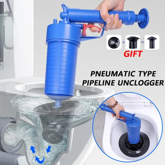 Air Power Drain Blaster Gun High Pressure Pipe Plunger Drain Cleaner Pump Pipeline Clogged Remover Bathroom Sink Toilet Cleaner