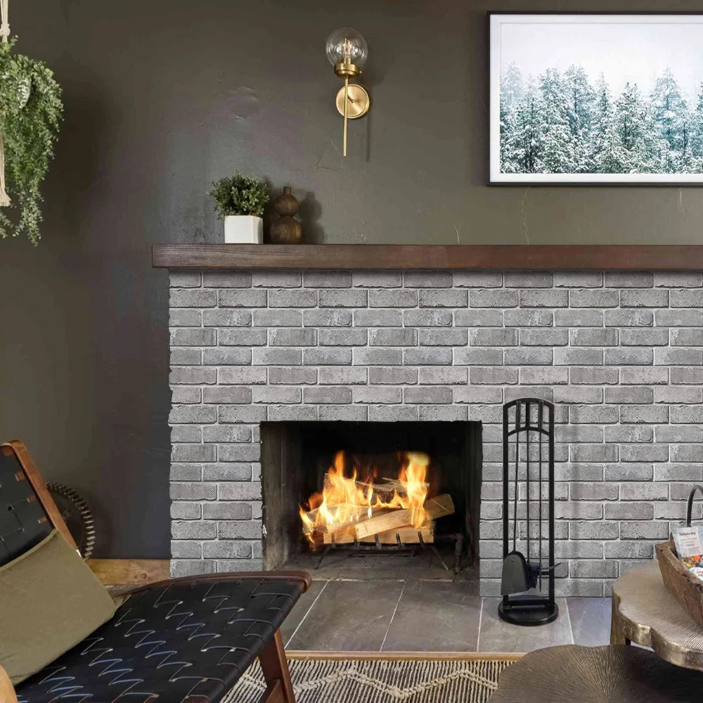 10pcs 3D Natural Grey Faux Brick Peel and Stick Wall Tile,Wall Stickers Living Room,Backsplash Self Adhesive,Wall Decor